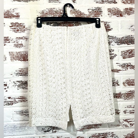 Vintage Pendleton Skirt Ivory Lace Straight Pencil Back Slit Lined Size 12p - Picture 4 of 9